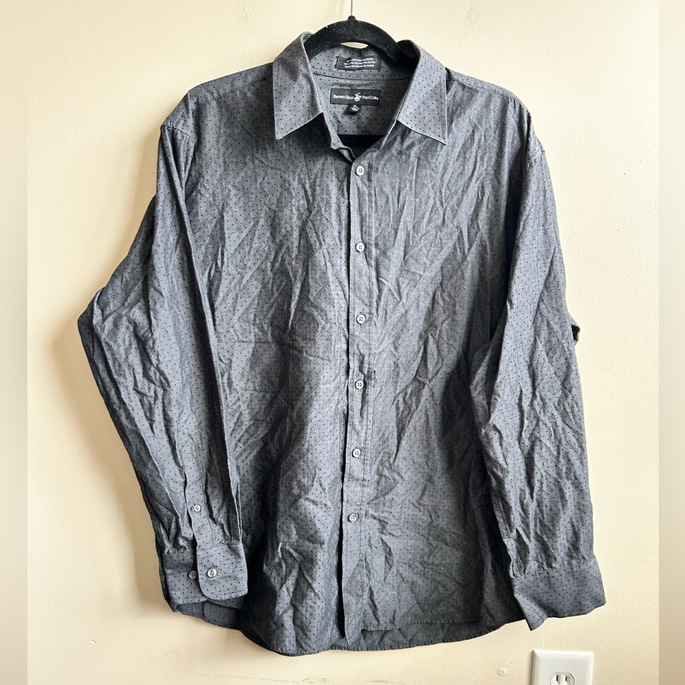 Beverly Hills Polo Club Men’s Long Sleeve Dress Shirt Dark Grey XL